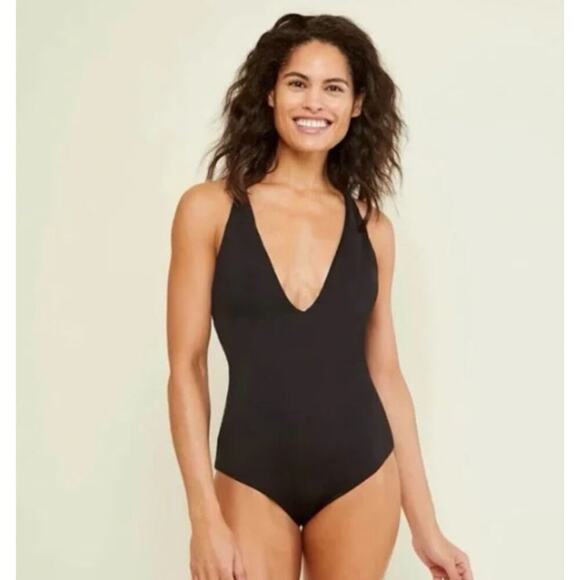 Andie Swim The Bali One Piece Swimsuit Black Size Small LONG TORSO New with Tags - Picture 2 of 7